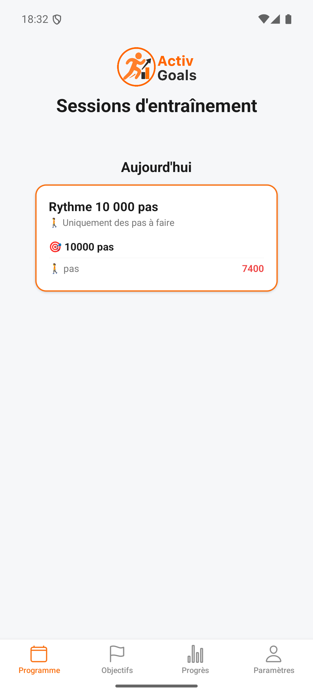 Objectif de pas quotidien dans ActivGoals