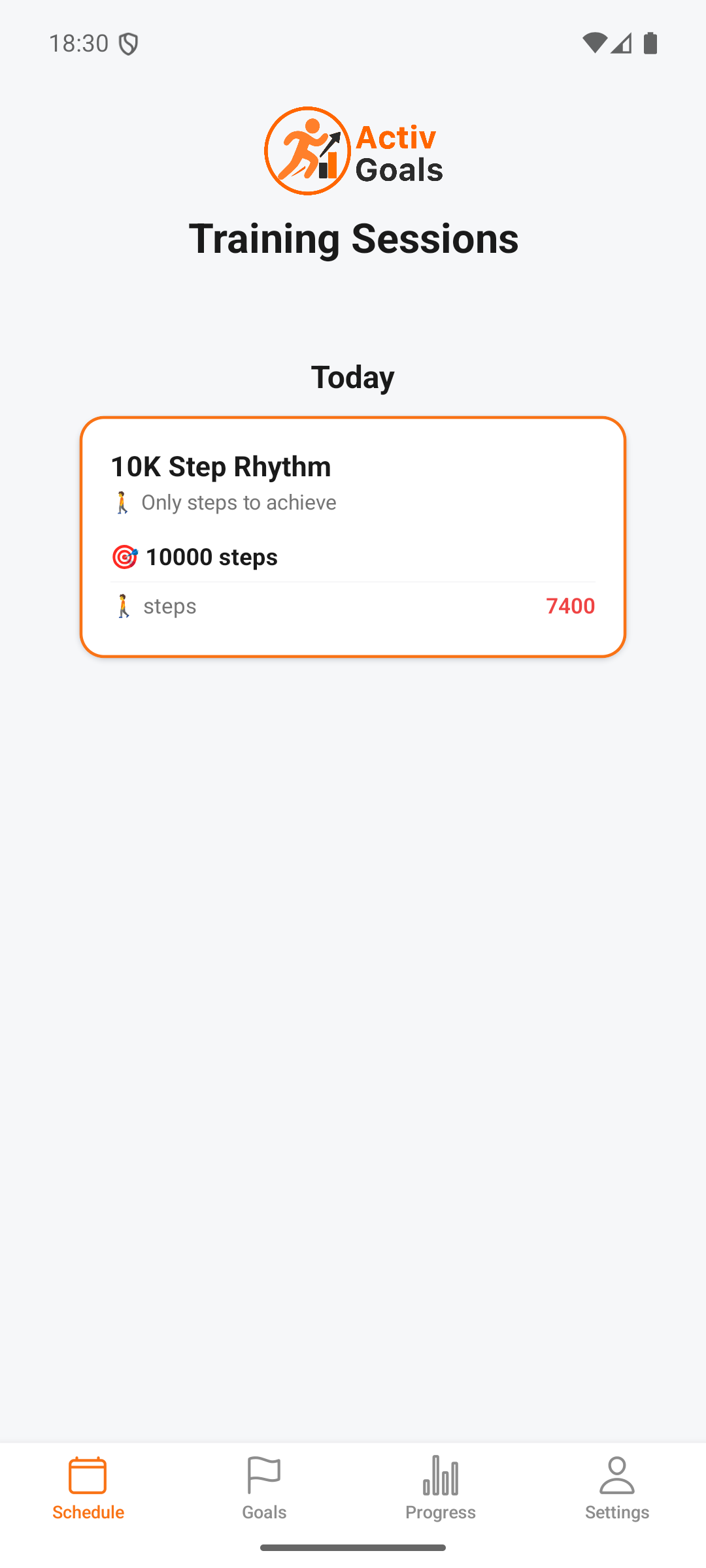 Daily step goal in ActivGoals